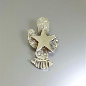 Grady Alexander Sterling Silver 3D Saguaro Cactus Star Handmade Brooch 1"x 1.75"
